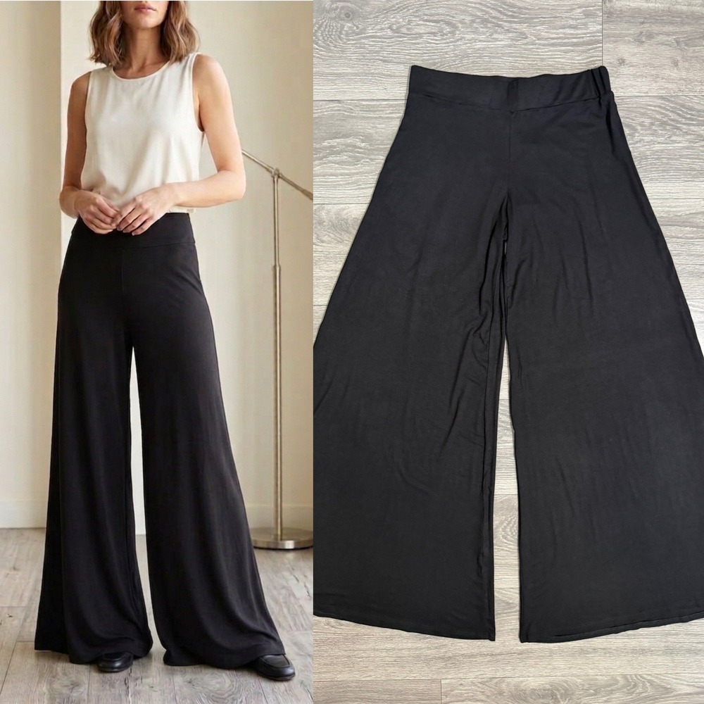Made By Johnny Black Wide Leg Palazzo Pants Size XL High Waist XL Made in USA